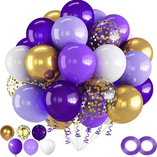 60PCS Purple and Gold Balloons,Purple and Gold Graduation Decorations Balloon Arch Kits,Suitable for Birthday Wedding Anniversary Festival Ceremony Decorations