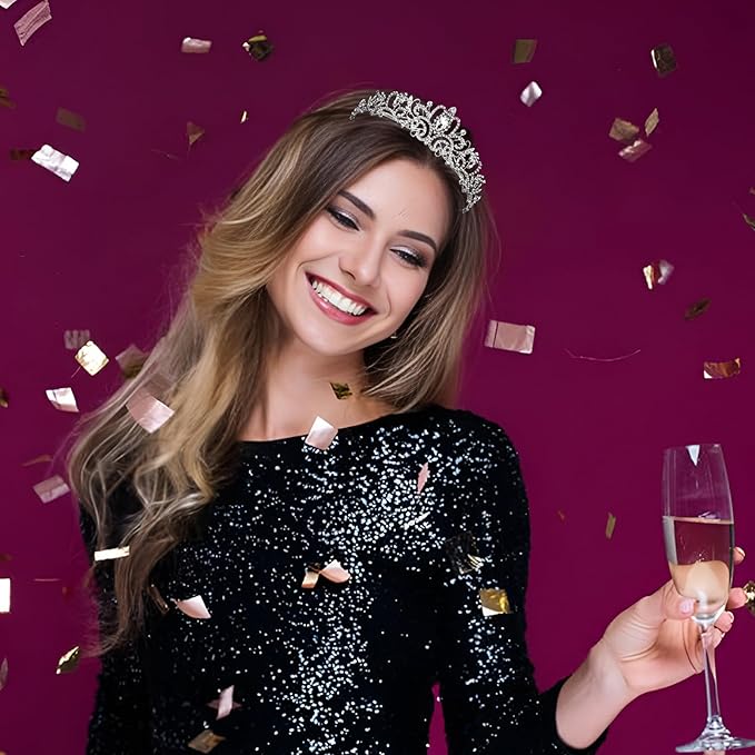 Tiara Crowns for Women,Princess Crown for Girls Crystal Queen Tiaras for Birthday Christmas Costume Bride Wedding Prom-Silver