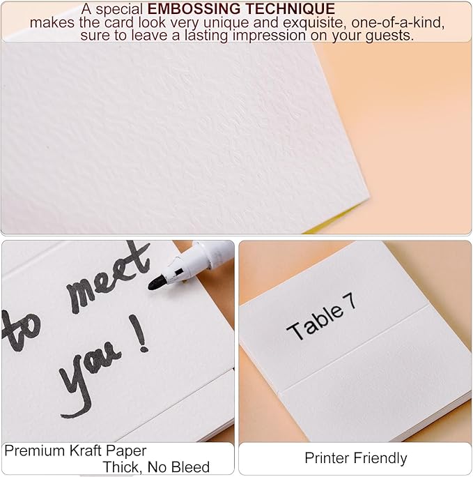 120 Pcs Premium Place Cards, 2x3.5in Small Tent Cards, Blank Fillable Banquet Seat Card, Name Card, Escort Cards, Table Card, Wedding Place Cards for Wedding, Table, Dinner Parties