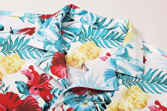 Cromoncent Matching Hawaiian Outfits for Family, Dad and Son Matching Luau Beach Tropical Shirts Mommy Daughter Tropical Sets