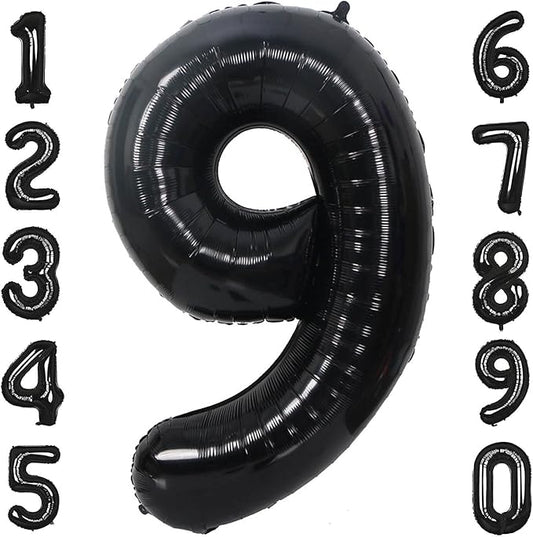 40 Inch Black Number 9 Balloons Helium Giant Black 9 Balloons for Birthday Party Decorations Anniversary Baby Shower Photo Shoot Supplies