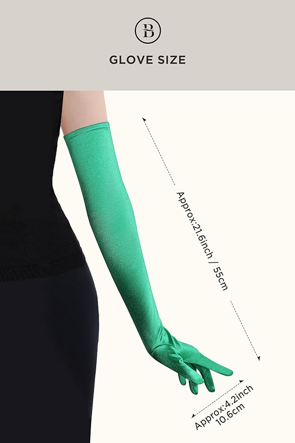 BABEYOND Long Opera Party 1920s Satin Tea Party Gloves Costume Stretchy Adult Size Elbow Length Bridal Gloves