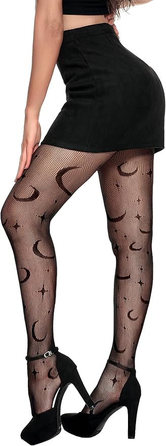 Spooktacular Creations Adult Women Celestial Witch Fishnet Tights, Witch Accessories for Womens Halloween Costumes Role Play