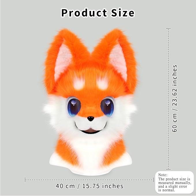 Animal Full Head Dog Mask Fursuit Therian Plush Realistic Masks for Party Halloween Cosplay Costume Accessory