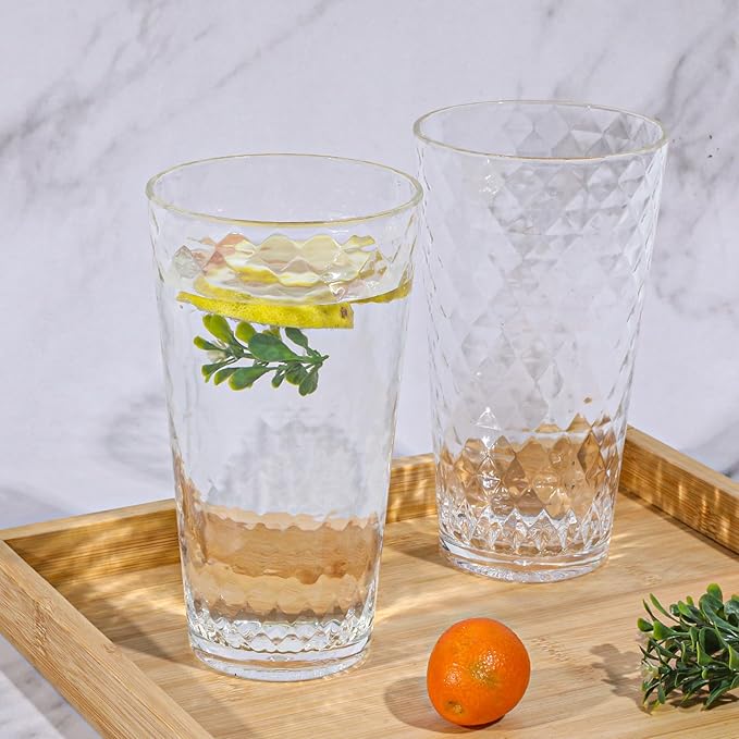 BPA-Free Plastic Tumblers 8 Pack (8x22oz) | Reusable Dishwasher Safe | Stackable Shatterproof Cups | Plastic Drinkware & Drinking Tumblers for Restaurant, Home, Party