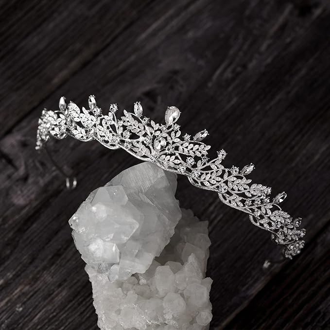 SWEETV Silver Tiara Crown for Women,Princess Tiaras for Girls,Crystal Retro Hair Accessories for Wedding Birthday Prom Pageant Quinceanera