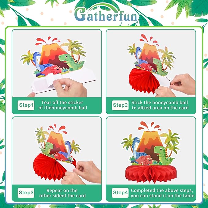 Dinosaur Birthday Party Supplies Kit - Dinosaur Themed Table Decorations with Honeycomb Centerpiece for Splendid Dinosaur Birthday Party Decorations