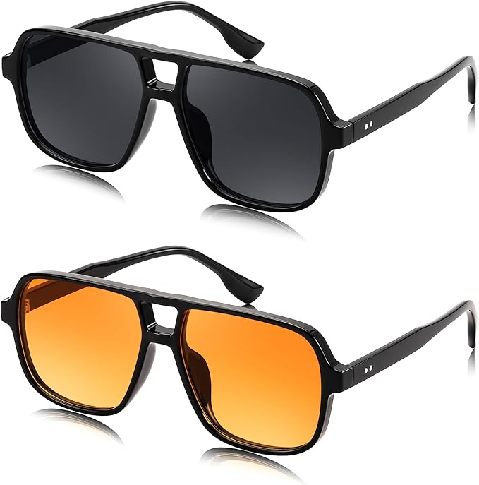 FEISEDY Retro Square Aviator Sunglasses Women Men 70s Vintage Trendy Plastic Frame Sun Glasses B4158
