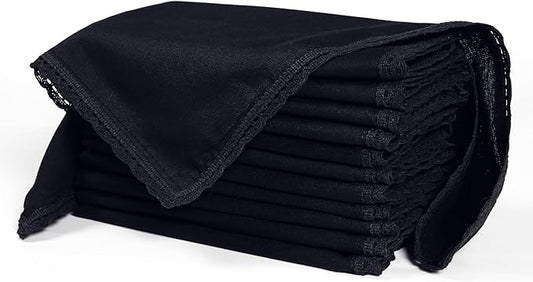 Ramanta Home Linen Flax Cloth Napkins Set of 12| 18x18 Inch | Premium Cotton Linen Flax Lace Soft & Durable | Washable Ideal for Everyday Use Parties Thanksgiving Christmas Halloween Black