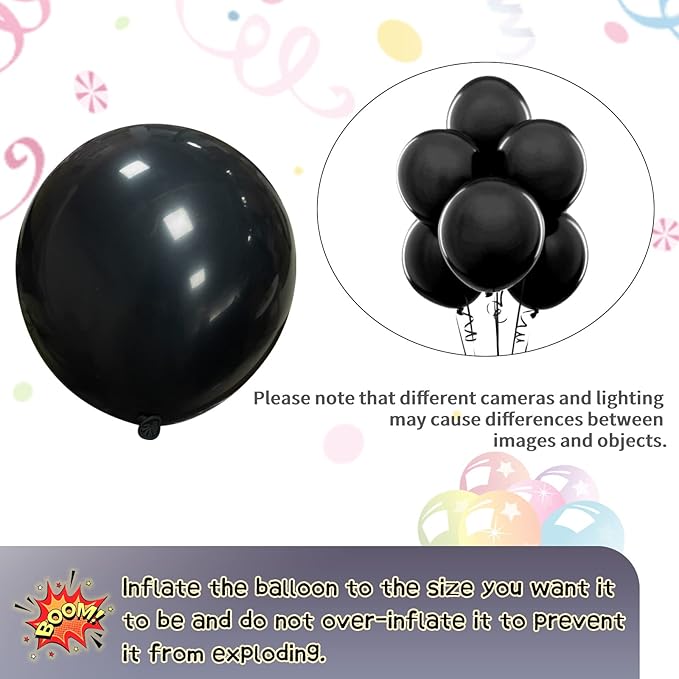 KAWKALSH Black Balloon Arch Kit 111Pcs 18 12 5 Inch Latex Party Balloons Garland for Birthday Baby Shower Wedding Engagement Anniversary Christmas Party Decorations