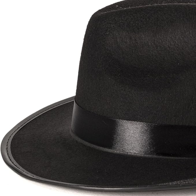 Funny Party Hats Black Gangster Hat - Black Fedora Hats - Costume Hats - Costume Accessories