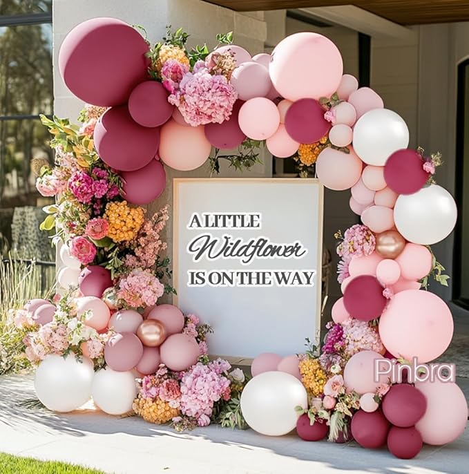 Dusty Rose Balloon Garland Double Stuffed Dusty Pink Mauve Balloons Light Pink Pearl White Cream Boho Balloon Arch Kit for Girls Women Birthday Baby Shower Bridal Engagement Party Decorations
