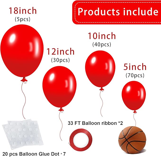 Red Balloons 145 pcs Matte Red Balloons Arch Kit Different Sizes of 18 12 10 5 Inch Latex Balloons for Balloon Garland or Balloon Arch as Birthday Valentines Day baloons Party Decorations