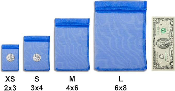 TheDisplayGuys 48-Pack 6x8 Royal Blue Sheer Organza Gift Bags with Drawstring, Jewelry Candy Treat Wedding Party Favors Mesh Pouch