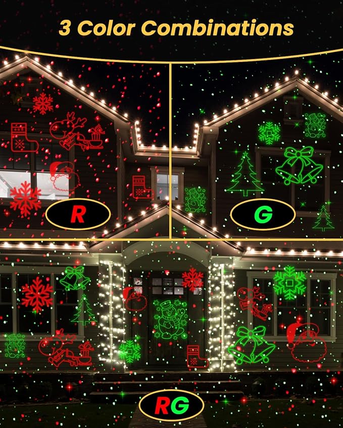 Christmas Projector Lights Outdoor, 9 High-Definition Patterns Laser Light Projector with Remote and Timer, Party Lights for Indoor Outdoor Garden Holiday Decoration Halloween New Year