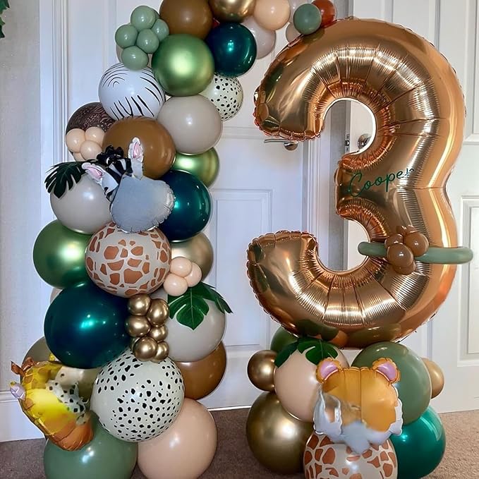 Safari Balloons, 12 Inch Jungle Party Decorations Animal Print Balloons Green Latex Balloon Leopard Zebra Tiger Printed Balloon for Jungle Safari Themed Party Dinosaur Forest Tropical Birthday Decor
