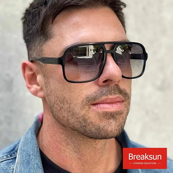 Retro Aviator Sunglasses for Women Men Trendy Classic 70s Square Green Aviator Sun Glasses Vintage Shades