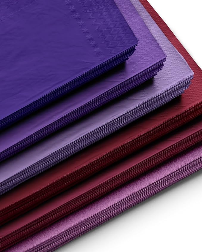 qiqee Pink Purple Paper Napkins 13 * 16inch Guest Paper Disposable Towels Napkin Paper Hand Towels for Wedding, Dinner, Birthday Party, Dessert Cocktail ＆ Kitchen Napkins（ 120 Count）