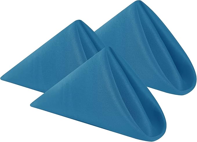 Cloth Napkins 20x20 inch Washable Polyester Dinner Napkins Soft Table Napkins for Wedding Party Dining Banquet(Mediterranean Blue,12PCS)