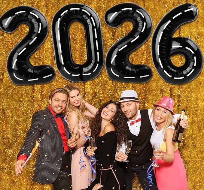 2026 Balloon Numbers - 40 Inch Race Car Theme New Years Eve Party Supplies 2026, Nye Decor Party Decorations Happy New Year, New Years Eve Foil Party Balloons