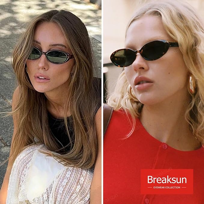 Retro Oval Sunglasses for Women Men Fashion Small Oval Sunglasses 90s Vintage Shades