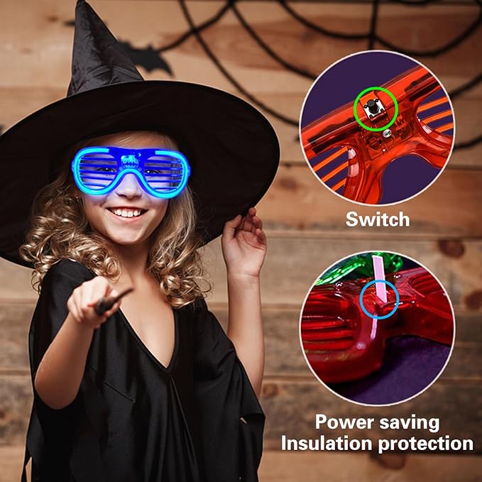 35 Packs LED Glasses 5 Neon Colors glow in the dark party supplies Favor for Kids Adult Glow sticks Light Up Glasses fit Holiday Birthday Valentine's Day and Halloween Party Supplies Cosplay Christmas