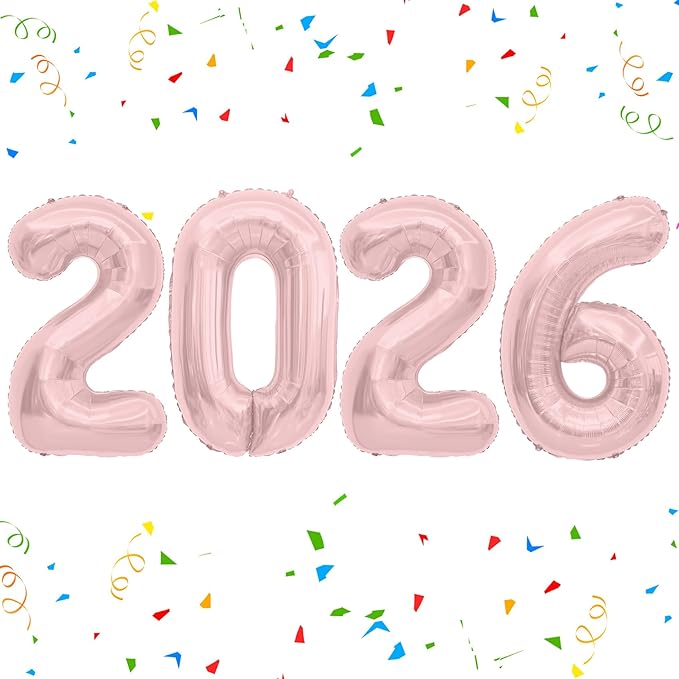 2026 Balloons Number Balloons 2026 Balloon Numbers, 40 Inch Foil Number Balloon for New Year Eve Festival Christmas Birthday Wedding Anniversary Party Supplies, New Years Decorations Rose Gold