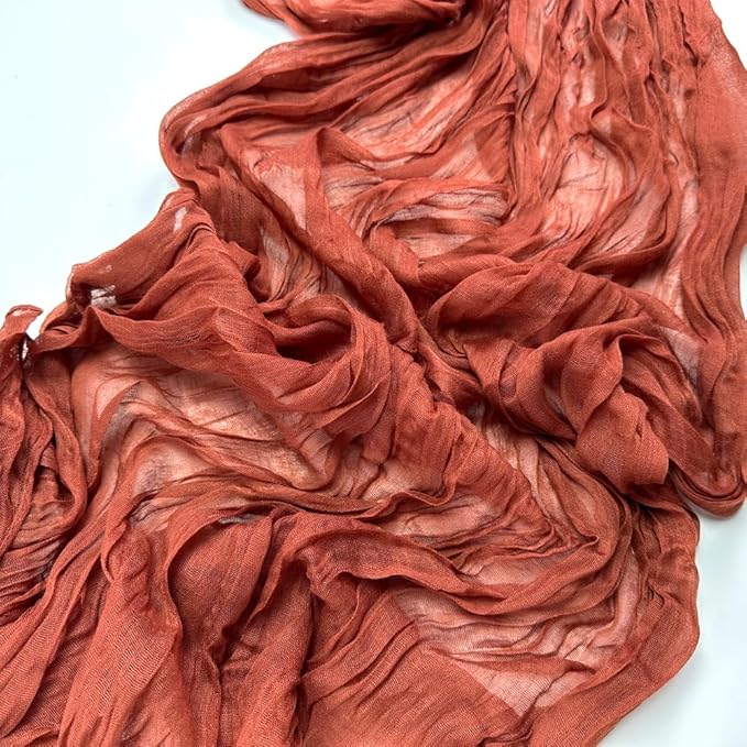 Booque Valley Fall Table Runner 3 Pack Terracotta Cheesecloth 10ft Soft Boho Wrinkled Decorative Gauze Sheer for Autumn Thanksgiving Holiday Party Centerpiece Decoration Table Decor, 35x120 Inch