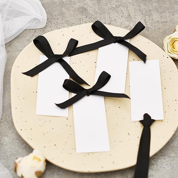 60pcs Name Cards for Table Setting, 1.77x 3.74inces Place Cards, Wedding Place Cards.Wedding Name Tags.Present Tags with String Attached.and Reserved Signs for Wedding Seating (Black)