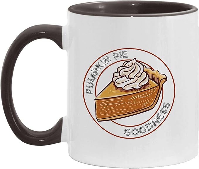 Pumpkin Pie Fall Baking Thanksgiving Two-Tone Accent Mugs, Cozy Autumn Ceramic Coffee Cups, Holiday Kitchen Décor, 11oz 15oz