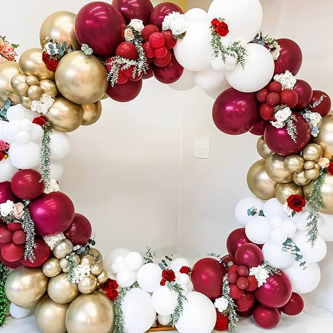 90pack Burgundy Balloons Different Size 18/12/10/5 Inch Maroon Balloon Garland Arch Kit for Graduation, Thanksgiving Day, Autumn Fall Theme Party, Wedding, Birthday Decorations