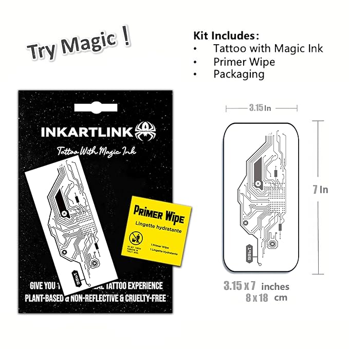 INKARTLINK Temporary Tattoos, Semi Permanent Tattoo Adult Art Design Waterproof Temp Tattoo Party Favors Tattoo Stickers Realistic Look, No Adhesive, Lasts 1-2 Weeks (Function)