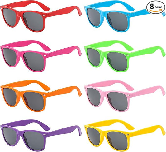 Pibupibu Neon Colors Party Favor Supplies Unisex Sunglasses Pack of 8