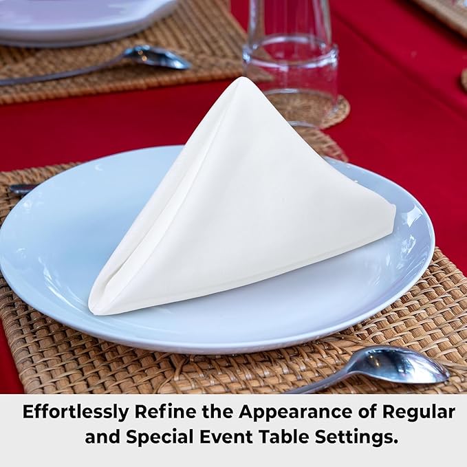 White Cloth Napkins Set of 12, Premium Soft Cotton Dinner Cloth Napkin 20X20 Inches,Highly Absorbent,Hotel Quality Reusable & Washable Napkins with Mitered Corner.