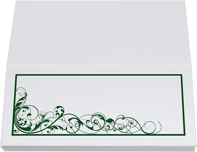 Scribble Vintage Swirl Place Cards, Hunter Green (Choose Color), Set of 60, Pre-cut and Scored - Wedding, Party, Dinner, and Special Events - Made in the USA