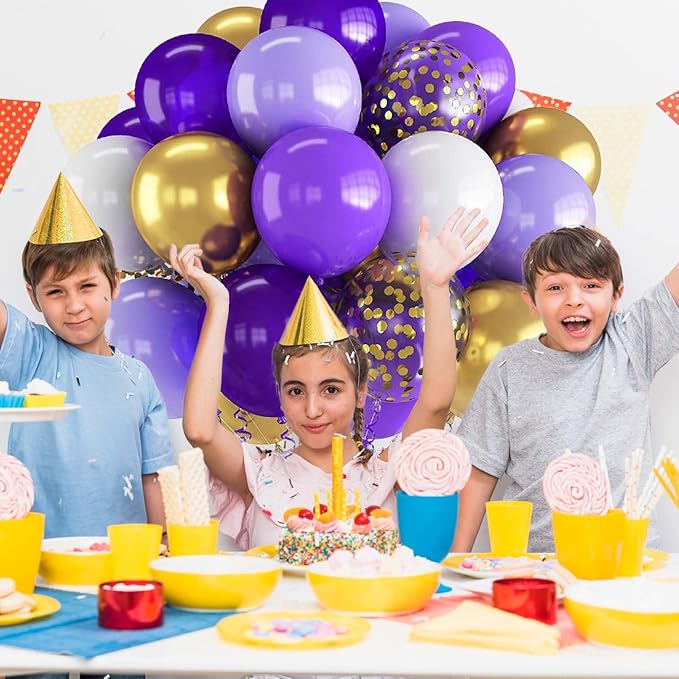 60PCS Purple and Gold Balloons,Purple and Gold Graduation Decorations Balloon Arch Kits,Suitable for Birthday Wedding Anniversary Festival Ceremony Decorations