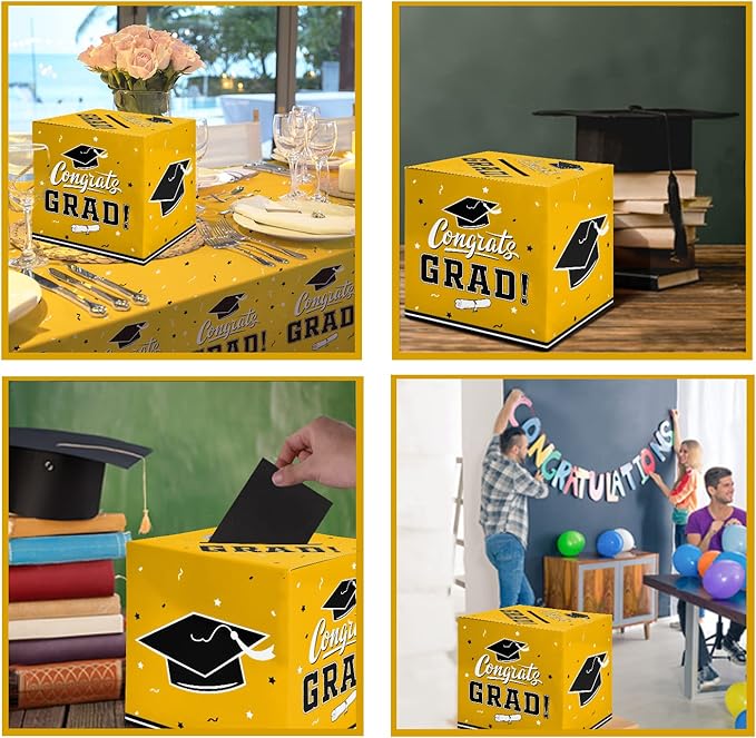 Gatherfun Graduation Decorations - Graduation Card Box, Party Favors, Yellow