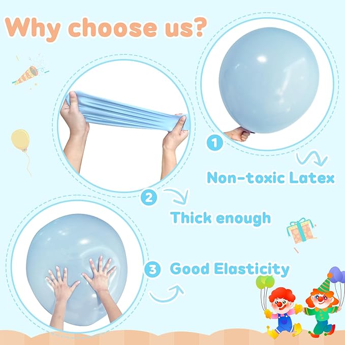 Giant Balloons 36 inch, 4pcs Jumbo Large Latex Pastel Blue Balloons for Birthday Baby Shower Party Decorations.