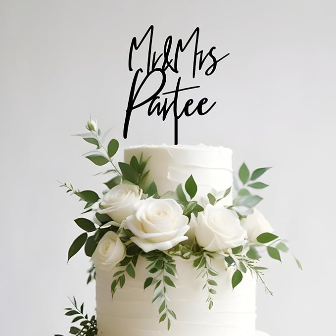 Mr & Mrs Wedding Cake Topper Custom Bride Groom Last Name Personalized Cake Decoration Anniversary Engagement Cake Topper in Acrylic D1 (Stadella)