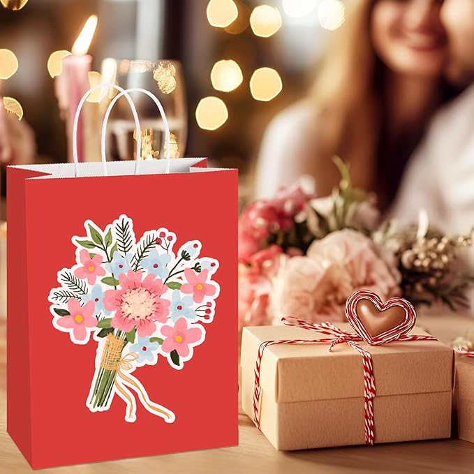 BagDream Red Gift Bags 10x5x13 Inch 100Pcs Large Kraft Paper Bags Bulk for Christmas, Wedding, Party Favors, Business, Retail, Grocery Paper Sacks with Handles