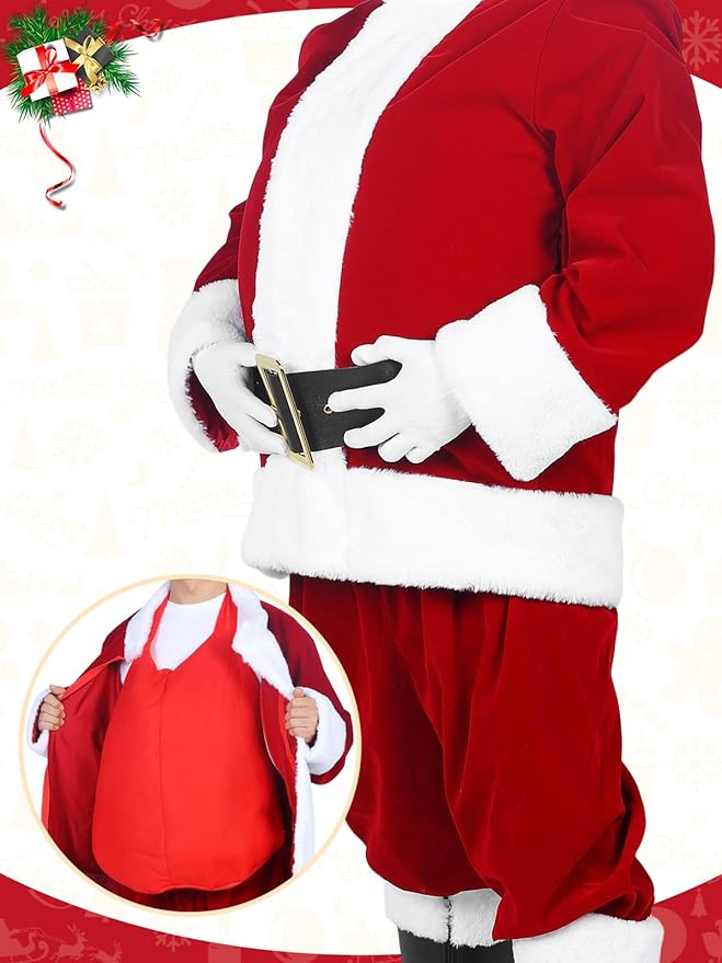 Santa Claus Fake Belly Padded Tummy - Men's Unisex Costume Prop for Christmas Halloween Cosplay Accessory Plus Size Stomach