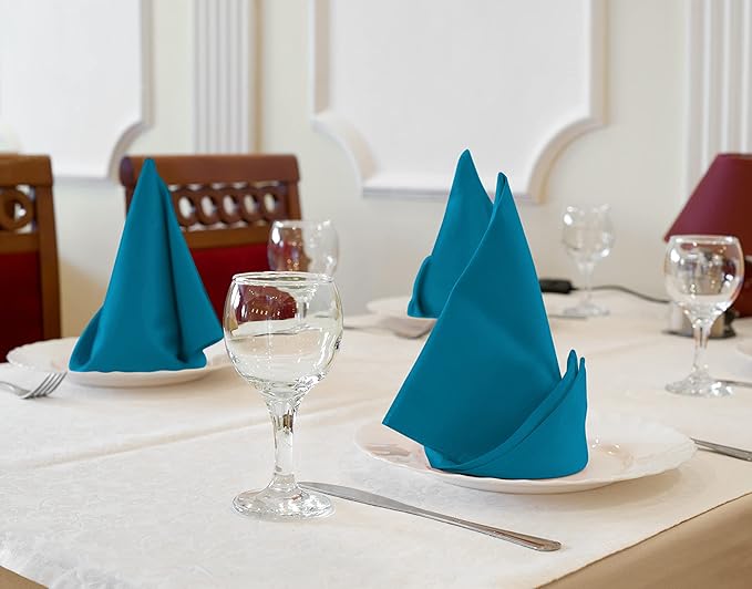 Utopia Kitchen Teal Cloth Napkins [12 Pack, 18x18 Inch] Absorbent Cotton Blend Washable and Reusable for Dinner, Restaurant, Lunch, Wedding and Hotel