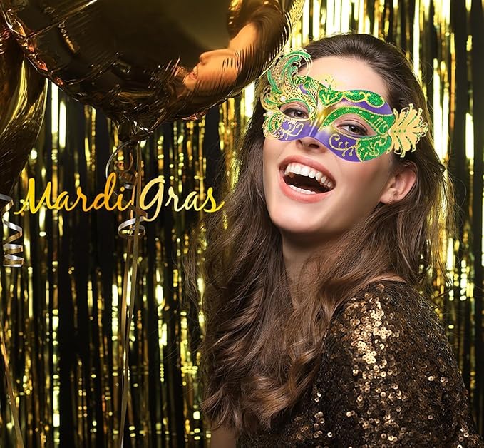 2025 New Mardi Gras Mask for Women-Swan Masquerade Venetian Mask - Carnival Mask for Women Butterfly, Costume Party
