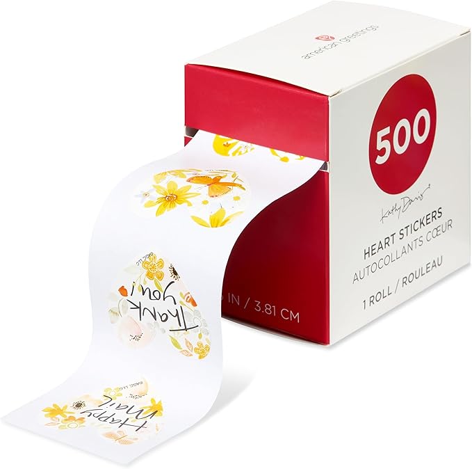 American Greetings 500-Count Stickers with Dispenser - Designed by Kathy Davis, Hearts