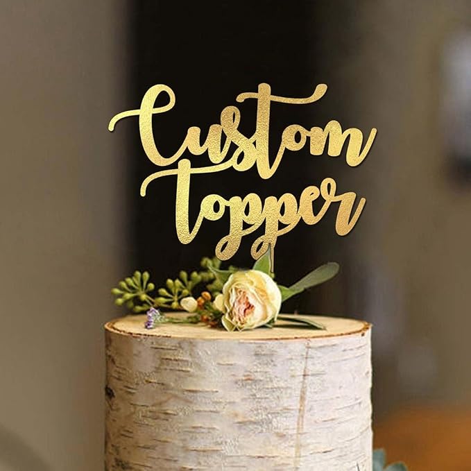 Personalized Birthday Cake Toppers 30 Colours with Any Text Wedding Cake Topper Mr Mrs Glitter Gold Happy Birthday Cake Decoration for Wedding Anniversary Baby Shower Custom Gifts