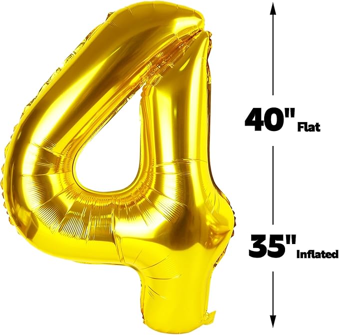 40 Inch Gold Large Number 24 42 Birthday Balloon, Giant Numbers 24 42 Balloons, Foil Mylar Big Balloons for Anniversary Graduation Supplies Decorations