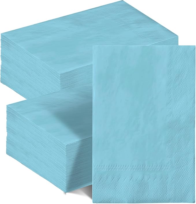 qiqee Bright Blue Paper Napkins 13 * 16inch Guest Paper Disposable Towels Napkin Paper Hand Towels for Wedding, Dinner, Birthday Party, Dessert Cocktail ＆ Kitchen Napkins（ 120 Count）