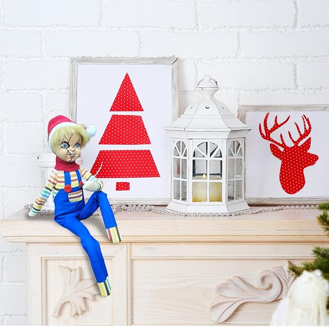 Creepy Killer Christmas Elf – 35cm Handmade Horror-Inspired Elf Decoration for Tree, Mantel & Holiday Party Décor – Spooky Ornament for Unique Holiday Fun