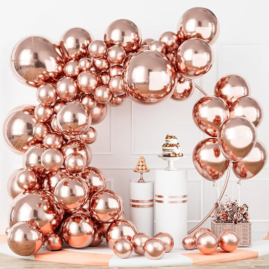 Labeol Rose Gold Balloons Different Sizes 139PCS 18/12/10/5 Inch Rose Gold Balloon Garland Arch Kit Quality Latex Balloons Decorations for Party Birthday Graduation Wedding