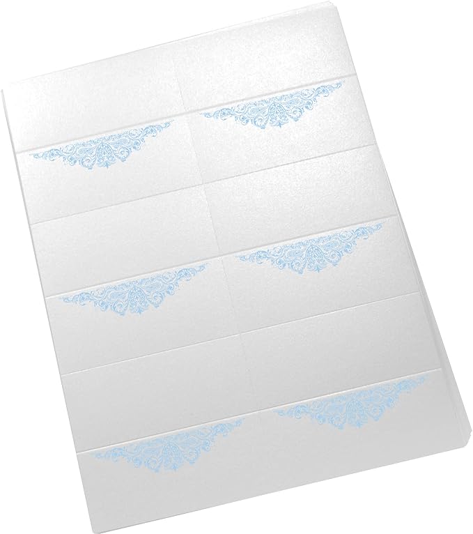 Paisley Printable Place Cards, Light Blue (Choose Color), Set of 60 (10 Sheets), Laser & Inkjet Printers - Wedding, Party, Dinner, and Special Events - Made in the USA